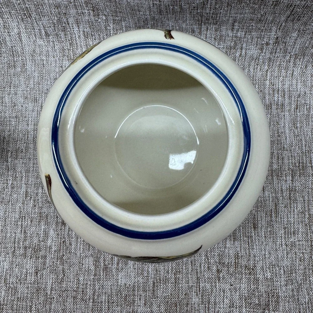 Vintage Pier 1 Macintosh Earthenware Sugar Bowl W/ Lid Macintosh Pears Berries